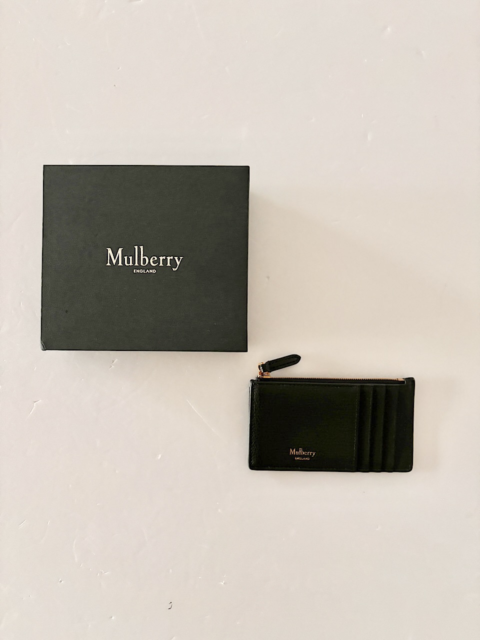 【未使用・箱付】Mulberry マルベリー フラグメントケース コイン＆カードケース 牛革 ブラック