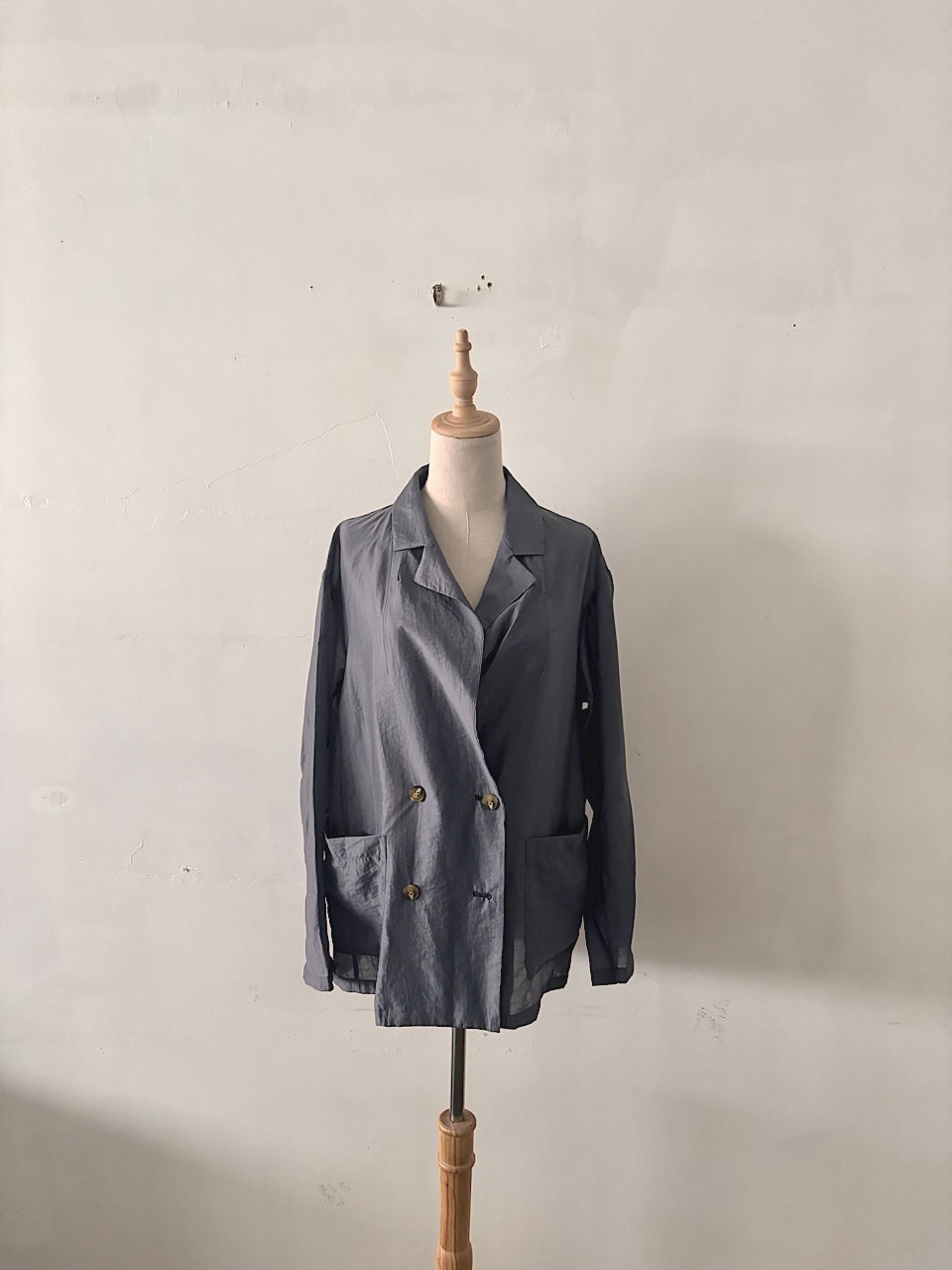 【美品】FUKAYA セルロース混 ダブルジャケット シャツコート シルバーグレー