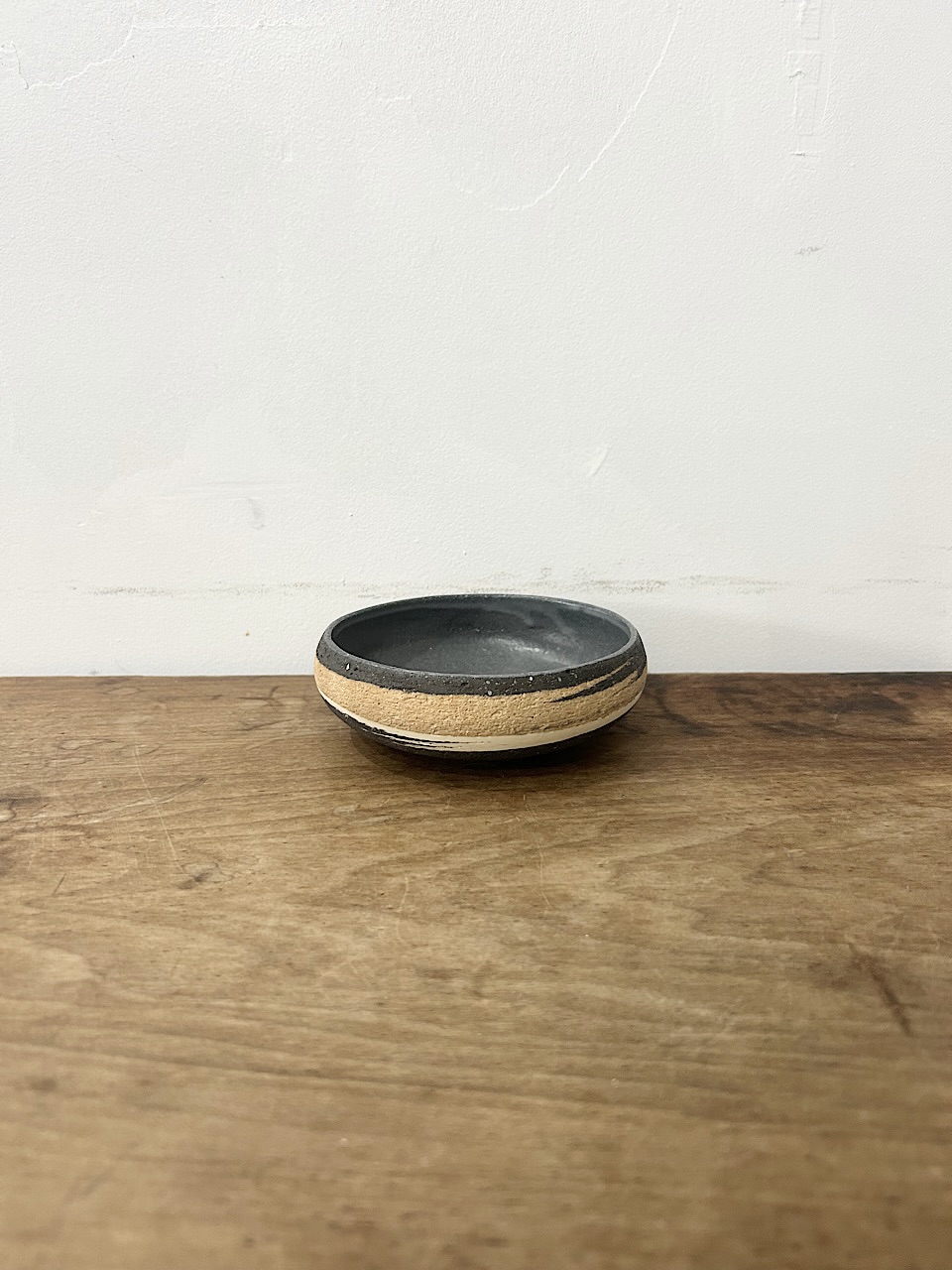 【美品】藤居奈菜江　練り込み 　鉢　黒　11cm　①