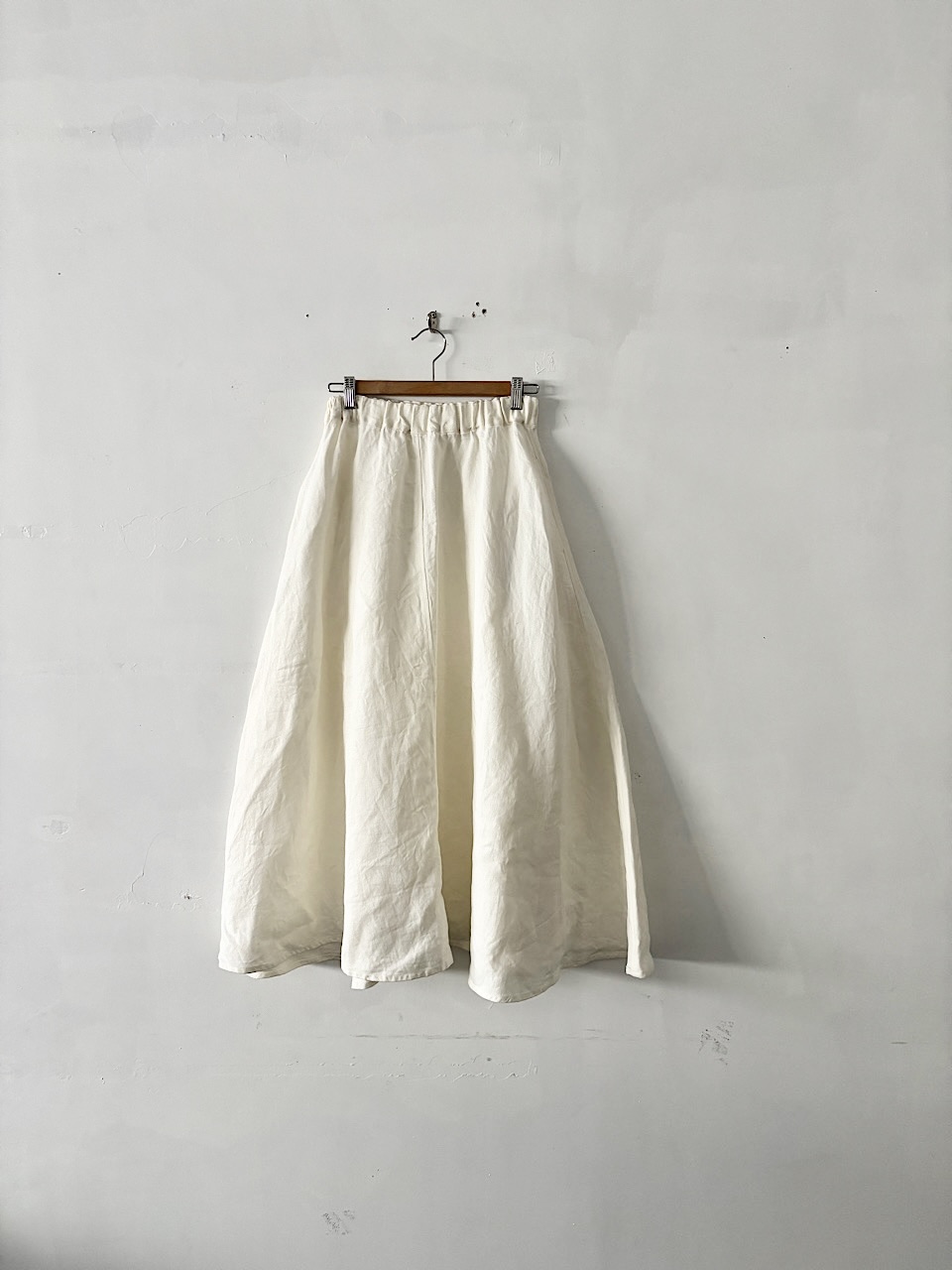 【美品】Short fingerリネン ギャザースカート アイボリー 白系