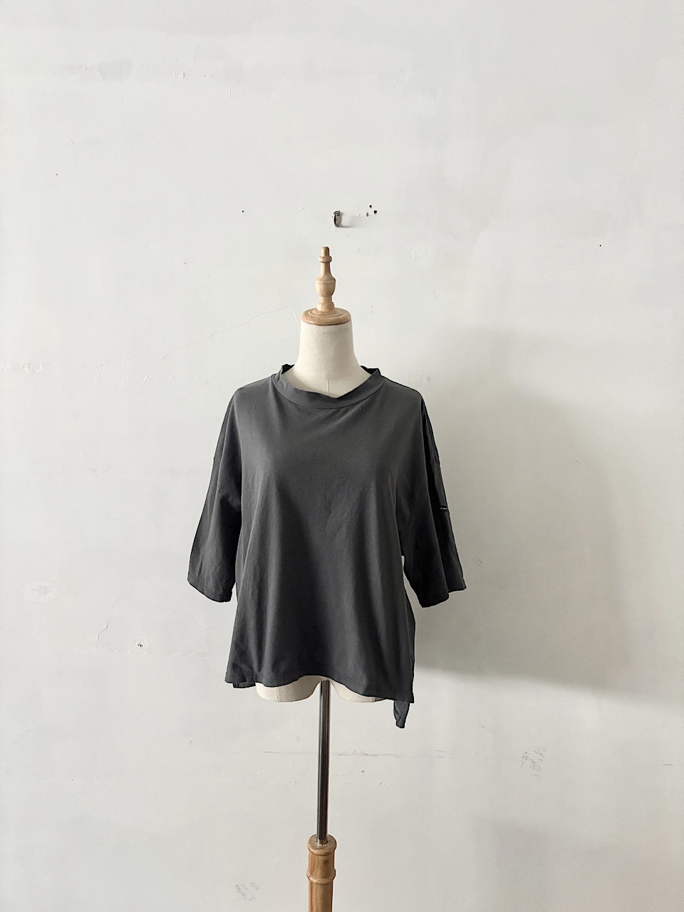 【MidiUmi】ダークブルー Tシャツ コットン100% カジュアル レディース Fサイズ