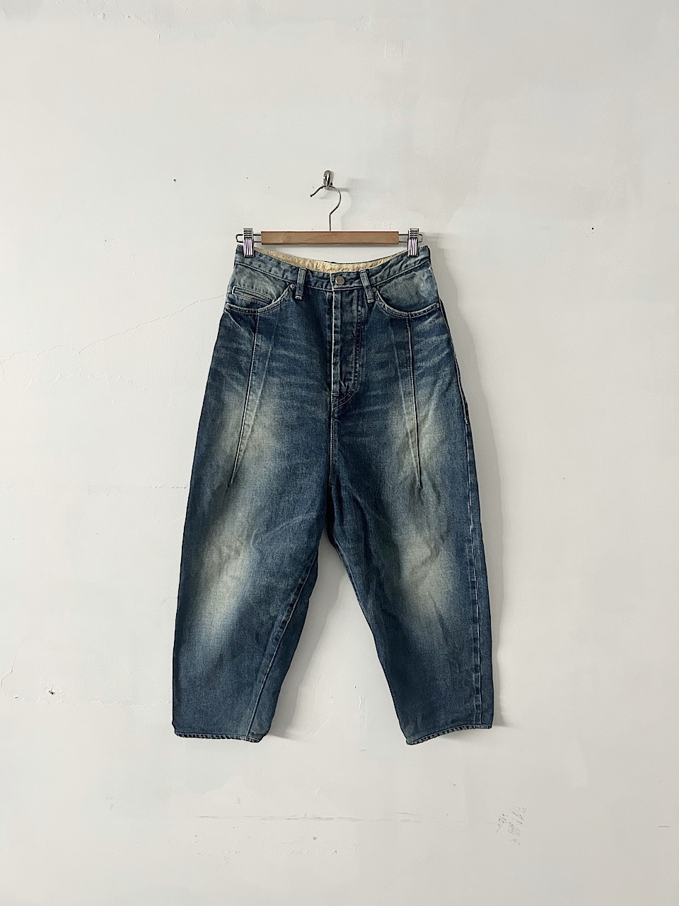 【美品】mina perhonen alwaysコットンリネンテーパードデニムパンツ 34