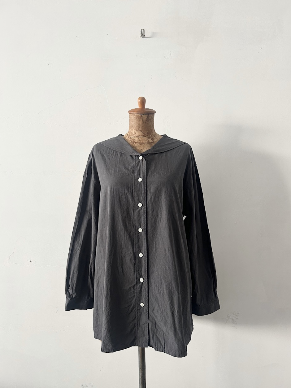 【美品】bulle de savon　ナチュラルトリプルワッシャー セーラーシャツ　チャコール