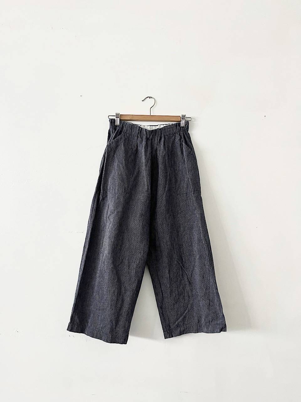 【美品】ヤンマ産業　ストライプパンツ　ウエストフリー　