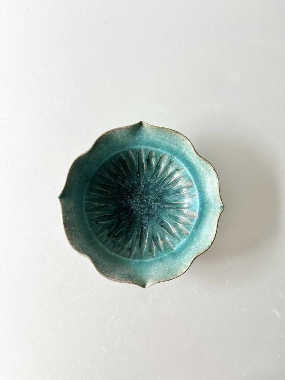 【美品】藤原純　深鉢 　７寸　青