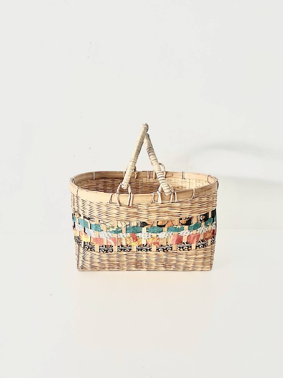 【美品】People Tree　バンブー　リサイクルサリーバスケット　かごバッグ