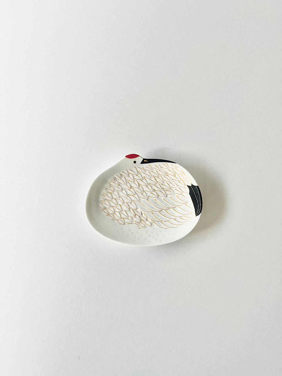 【美品】有田焼　幸楽窯　鶴形　小皿　雪衣羽　