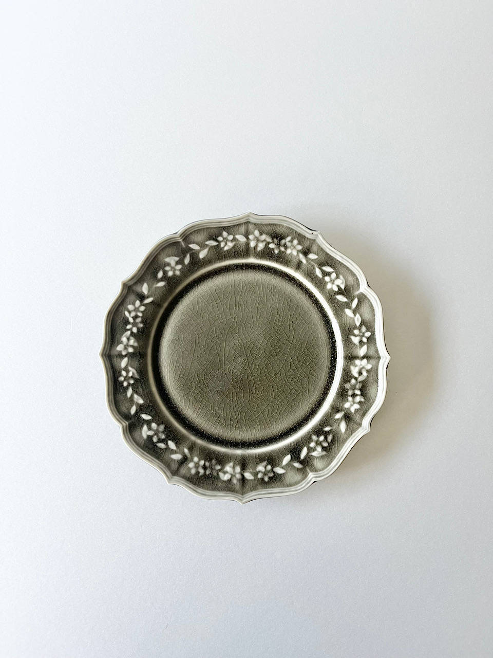 【美品】阿部慎太朗　6寸皿　グレー　1