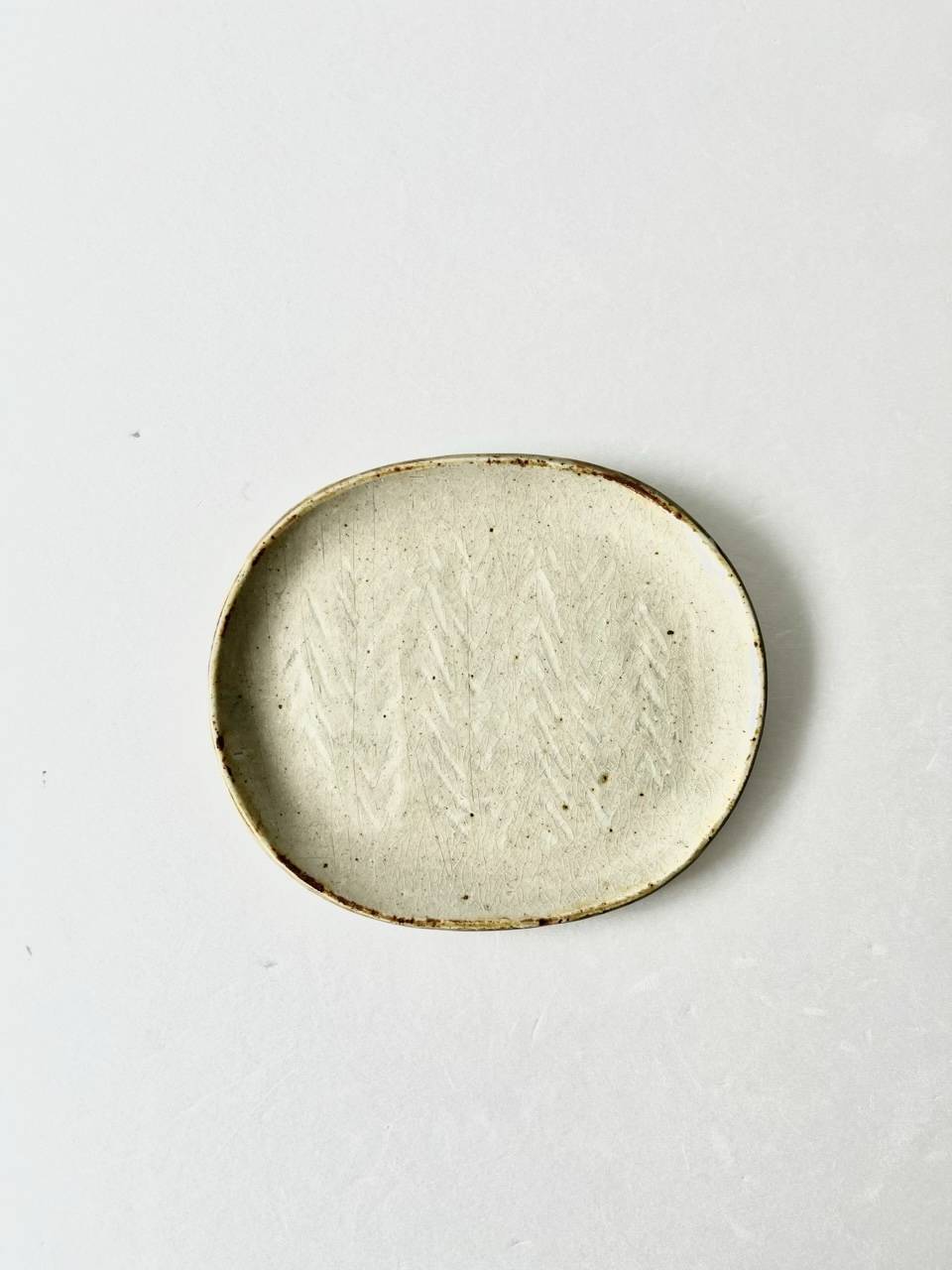 【美品】森山窯　楕円皿　