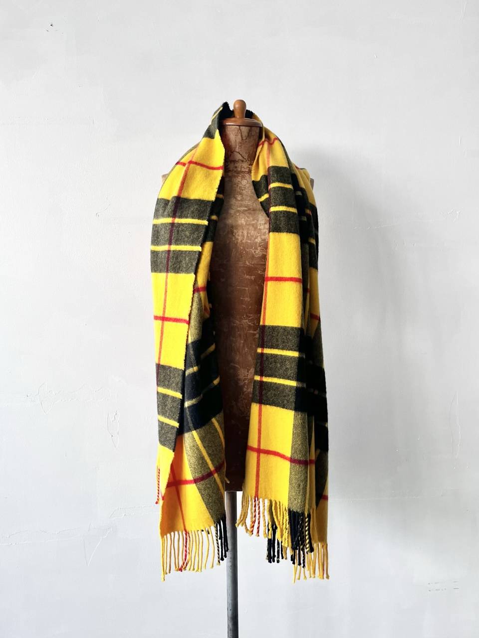 【美品】Johnstons of Elgin　カシミヤストール　黃チェック MacLeod of Lewis Yellow Tartan