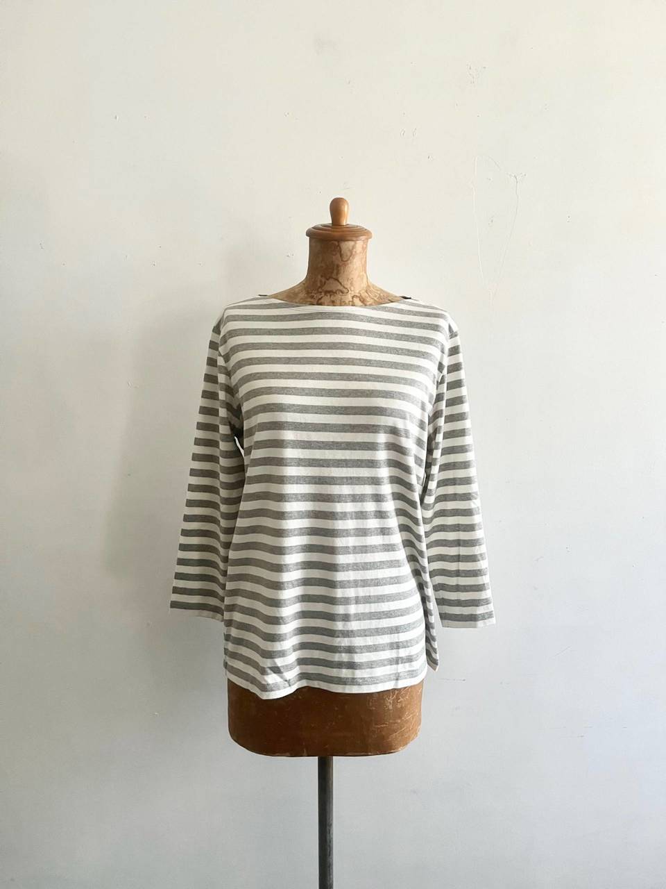 marimekko　ボーダーカットソー　サイズM　グレーホワイト