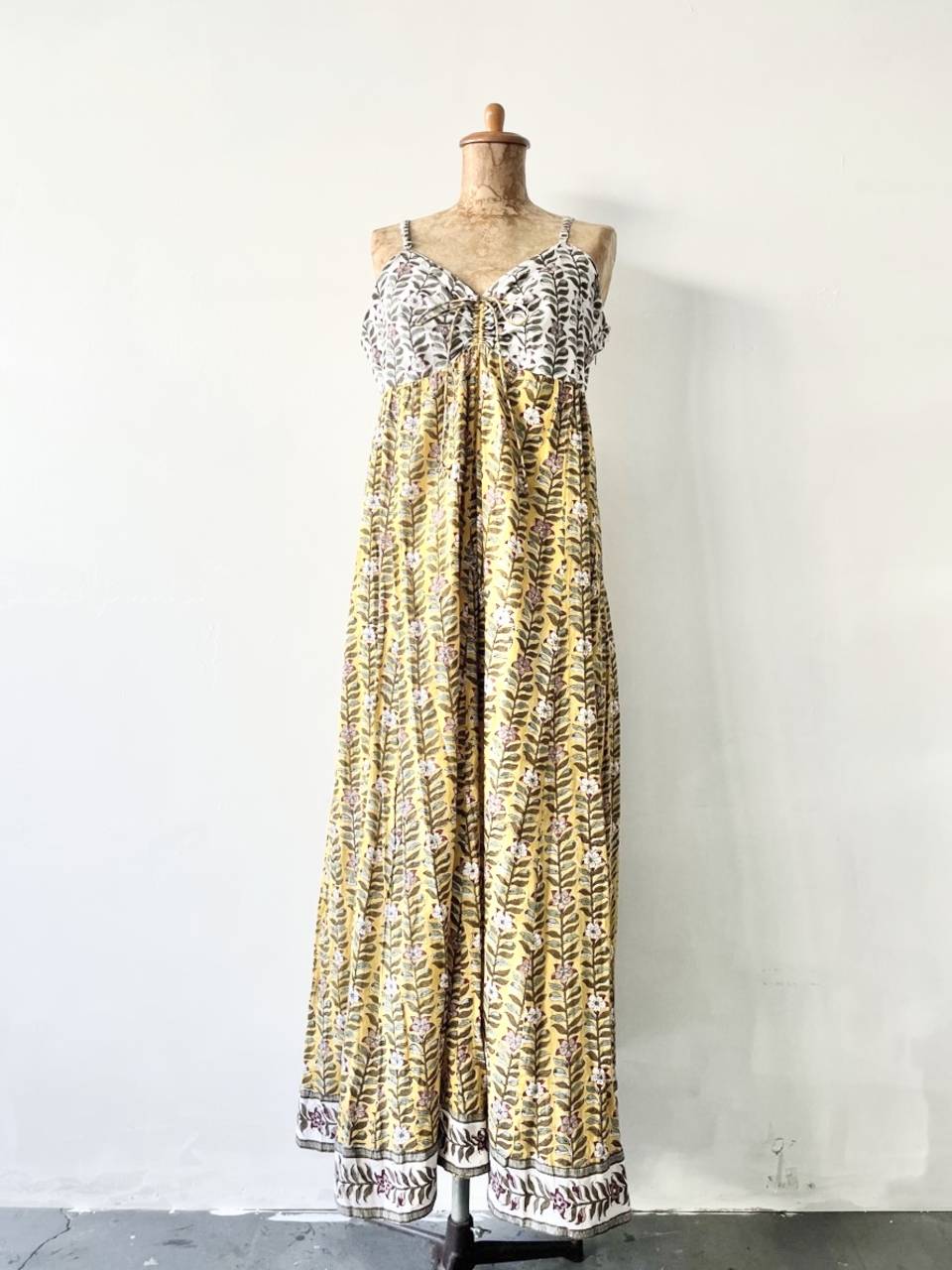【美品】ANOKHI　ブロックプリントキャミワンピース　サイズM　インド製