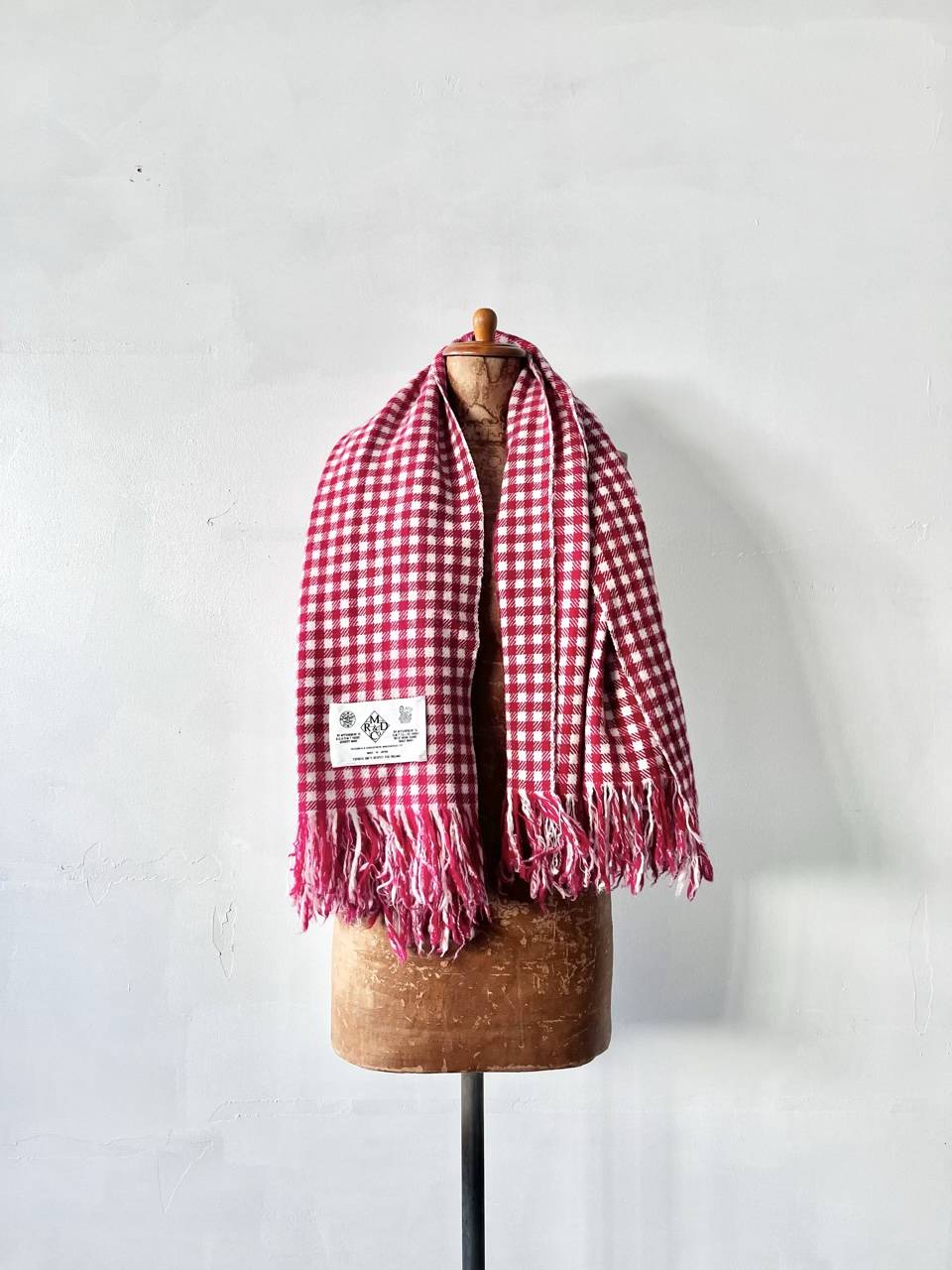 【美品】R&D.M.Co- OLDMAN'S TAILOR　ブランケット　白赤色
