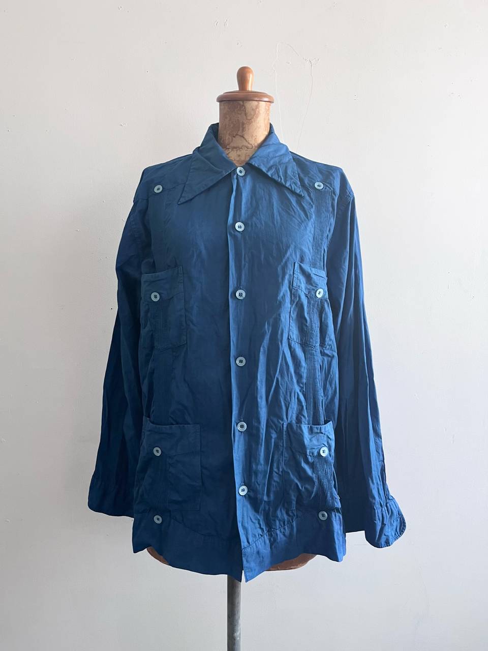 【藍染】パナマシャツ　メンズ　Cats no die ! botanical dye .対象商品　