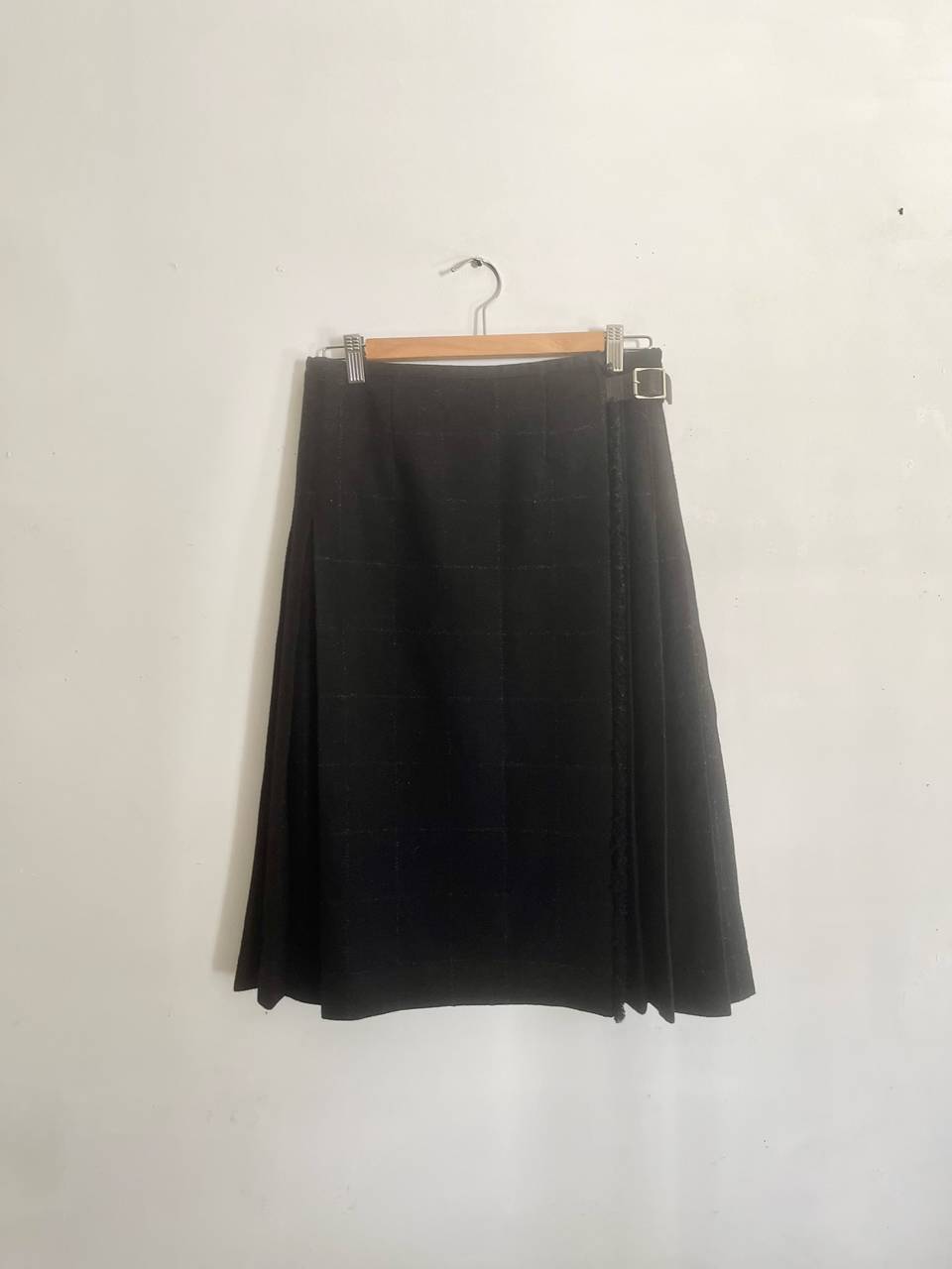 MHL　ウール巻きスカート　サイズ１　チェック　黒