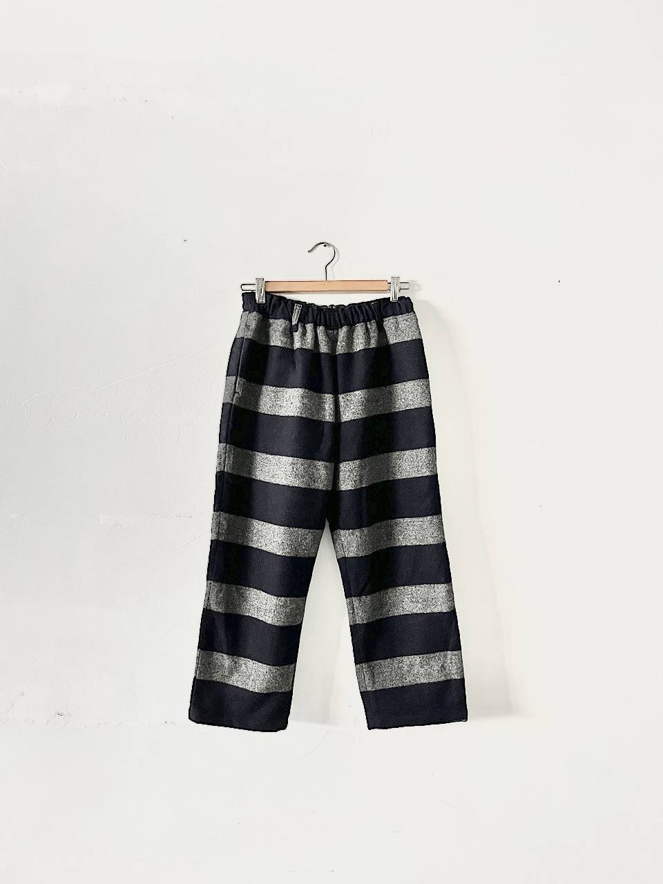 【美品】Veritecoeur　メルトンボーダーパンツ　　サイズF　VC-1196 　Gry／Nvy 