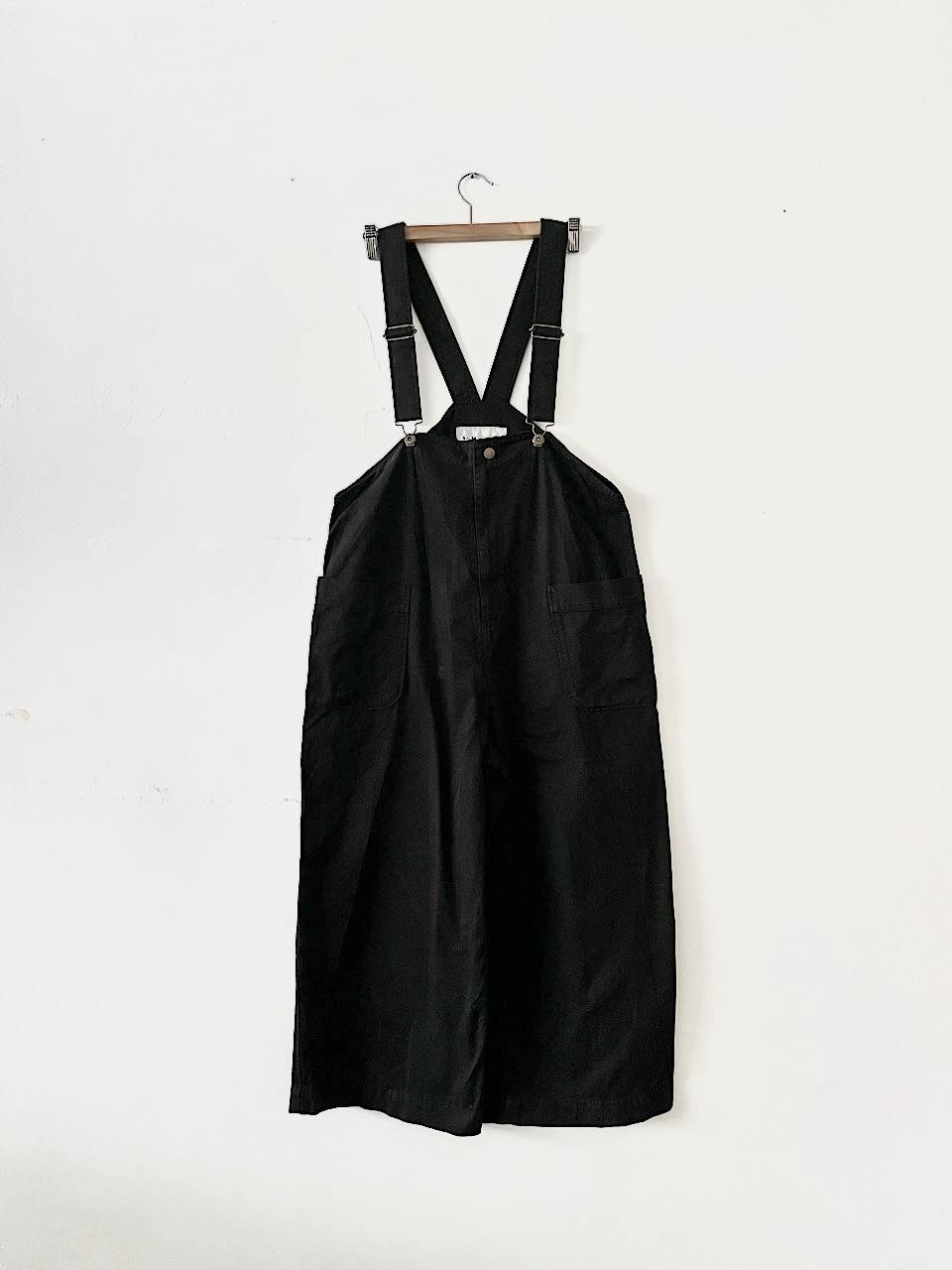 【美品】bulle de savon　KapokTwill　オーバーオール　ブラック　フリーサイズ
