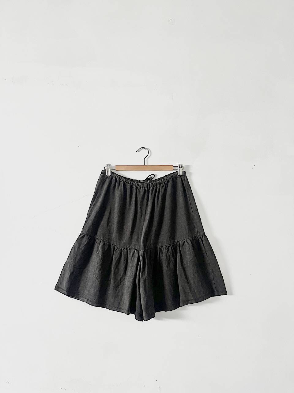 TOUJOURS　黒染　イージーショートパンツ　リネン　黒