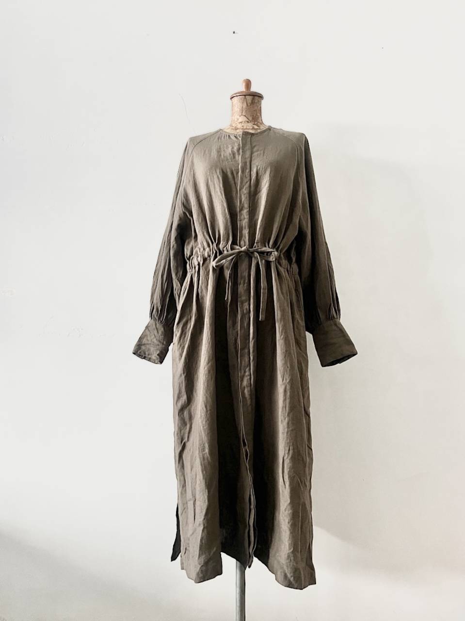 【美品】universal tissu　トリプルワッシャーリネン ボリュームスリーブワンピース　フリーサイズ