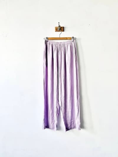 【美品】pokipcee　インド製　コットンプリーツ　イージーパンツ　ラベンダー 画像1
