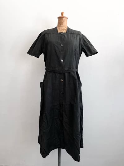 【藍＋モモタマナ染】アンティークブラウスワンピース　Cats no die ! botanical dye .対象商品 画像1