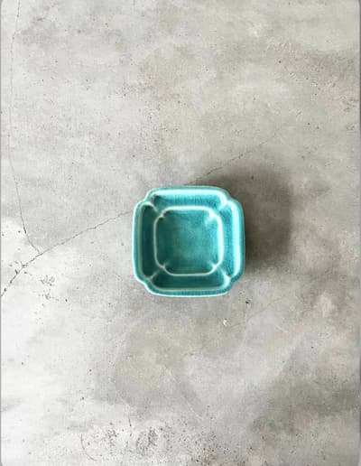 【美品】awabi ware　四方豆皿　　トルコブルー 画像1