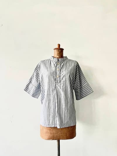 【美品】D.M.G　ストライププルオーバーシャツ　サイズF 画像1