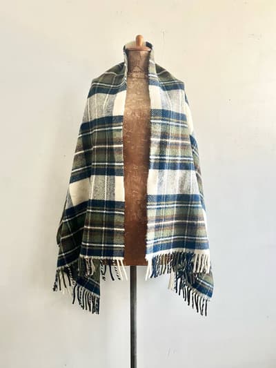 【美品】TWEEDMILL　ウールブランケット　グレー・グリーン・アイボリー 画像1