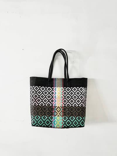 【美品】メキシコ　メルカドバッグ　黒白茶ピンク緑赤青 画像1