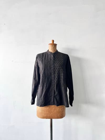 maison de soil　黒刺繍ブラウス　幅広　フリーサイズ 画像1