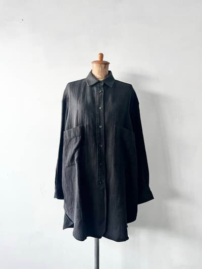 MUNICH wool linen big shirt　 焦げ茶　サイズOS 画像1