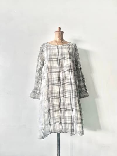 PUR MER　コットンリネンチュニック　綿麻　チェック柄 画像1