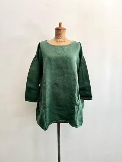 Veritecoeur　プレーンチュニック　リネンカットソー　グリーン　フリーサイズ 画像1