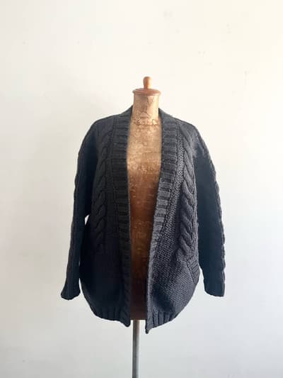 【美品】ichi ウールカーディガン　フリーサイズ　チャコールグレー 画像1