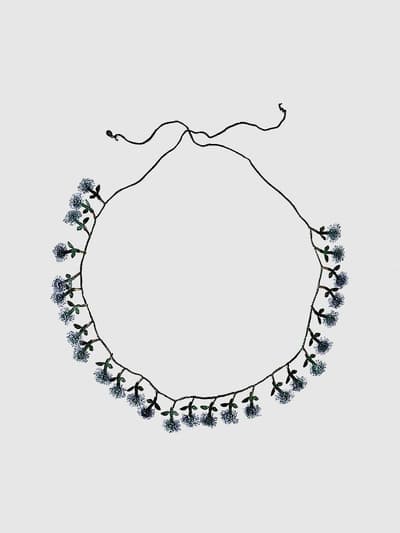 【美品】mina perhonen　skip　刺繍ネックレス　ブルー 画像1