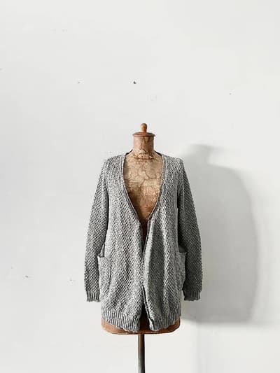 FLORENT　ピン付きコットンニットカーディガン　グレー　 画像1