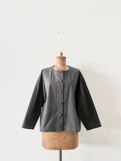 Lin  francais  d'antan　 Rohe ジャケット  綿　チャコールグレー　サイズフリー  画像1