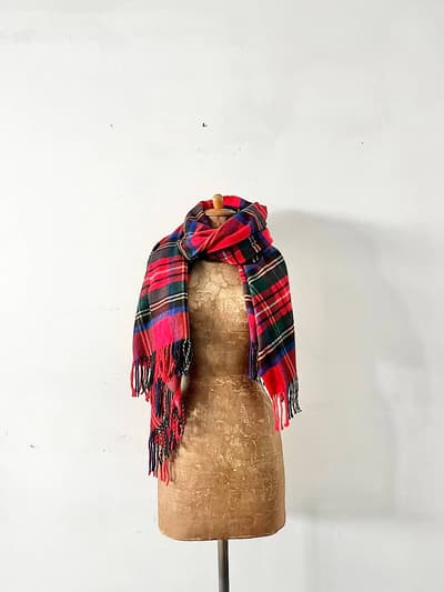 【美品】Johnstons of Elgin　カシミヤストール　Royal Stewart　赤チェック 画像1