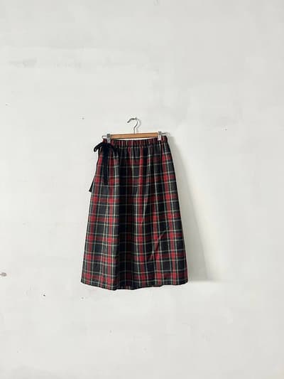 【美品】nest Robe　ウールタータンチェックラップライクスカート　 画像1