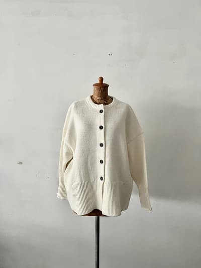 ADAM ET ROPE  AER　ローゲージクルーネックカーディガン　サイズF　 画像1