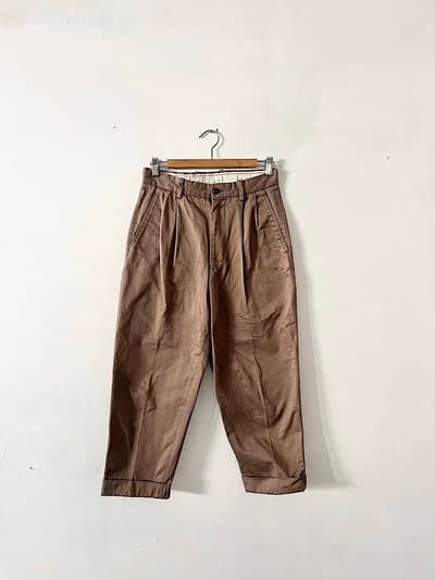 SCYE　コットンタックパンツ　サイズ38　ブラウン 画像1