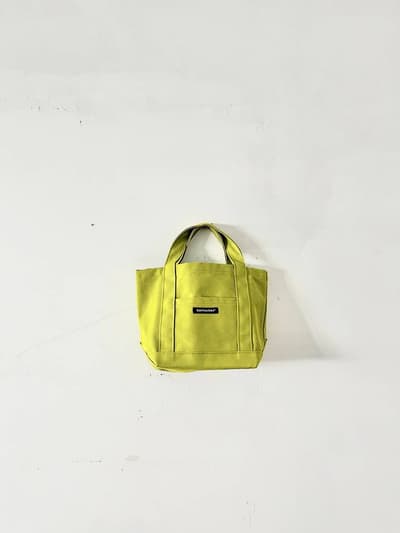【北欧】marimekko　RAIDE MINI PERUSKASSI　キャンバス　トートバッグ　黄緑 画像1
