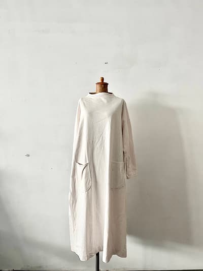 【美品】45R　でこぼこ天竺の馬ドレス　ワンピース　コットン　 画像1
