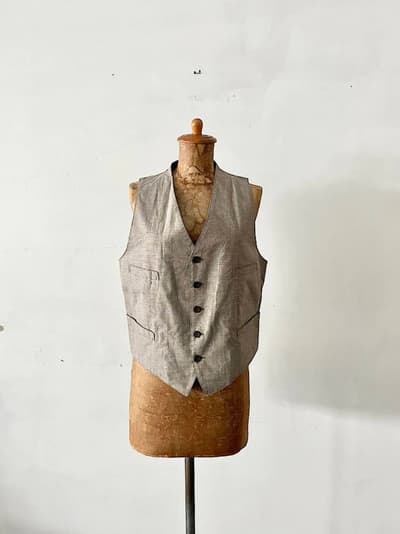 【美品】45R　千鳥柄コットンベスト　サイズ３ 　 画像1