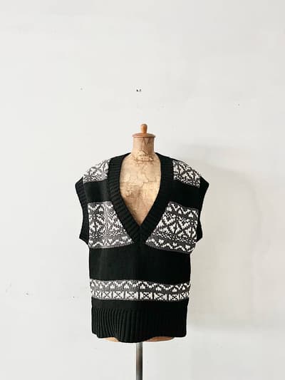【美品】eL 　JEANASIS　3G Jacquard Big Vest　サイズF 画像1