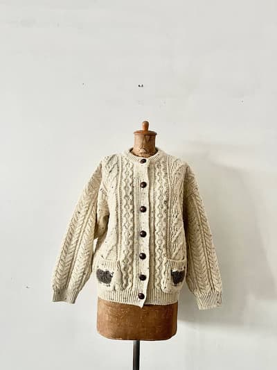 TIVORI aran　ウール フィッシャーマン ニット カーディガン S 画像1