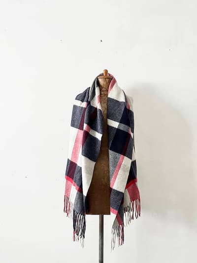 【美品】MACKINTOSH PHILOSOPHY　チェック柄ストール　フリンジ 画像1