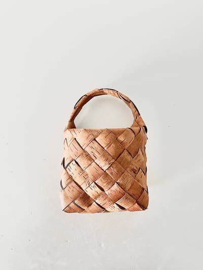 【北欧】白樺　壁掛けかご　編みかご　 画像1