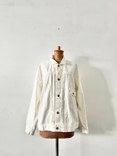 Johnbull　ビッグホワイトデニムジャケット BIG DENIM JACKET　サイズF 画像1