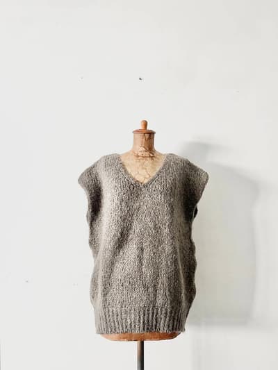 TRICOTS JEAN MARC　Vネックニットベスト　フリーサイズ　グレー 画像1